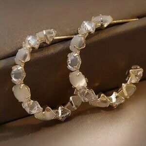 18k Gold Plated Gemstone Hoop Earrings